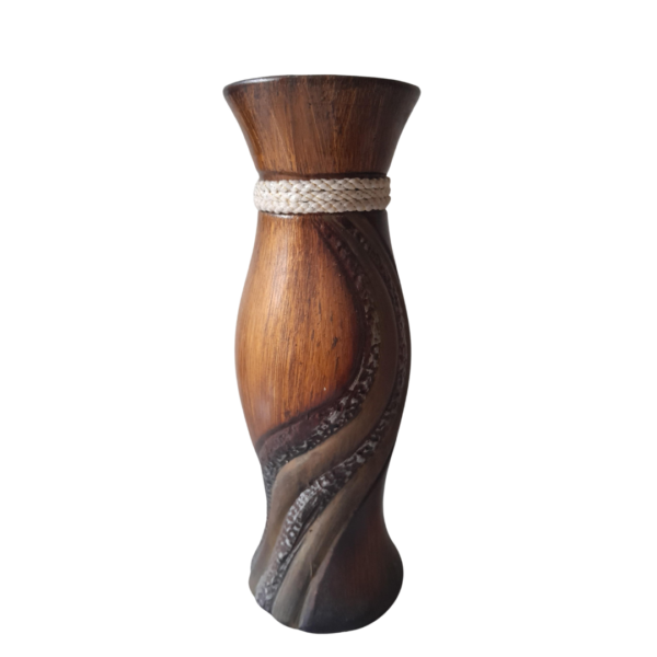 Coconut Wood Artwork Shaped Like a Vase or Other Ceramics